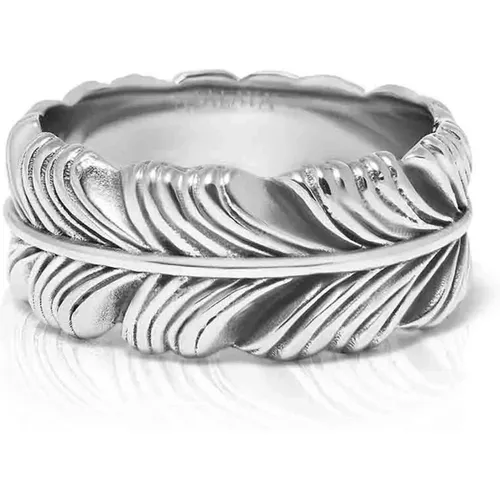 Vintage Silver Feather Ring , male, Sizes: 62 MM, 64 MM - Nialaya - Modalova