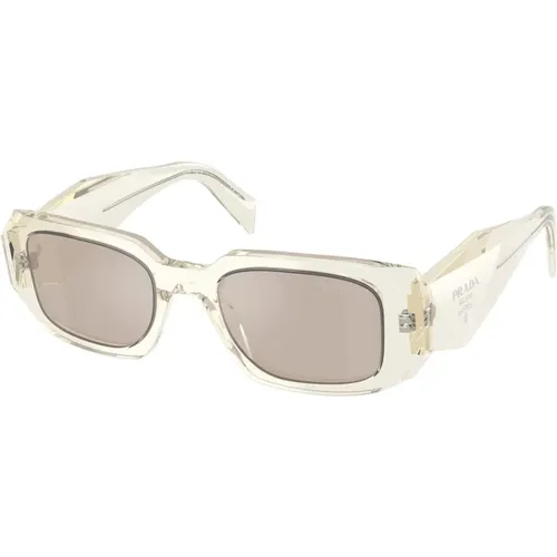 Rectangular Sunglasses with Ivory Mirrored Lenses , unisex, Sizes: 49 MM - Prada - Modalova