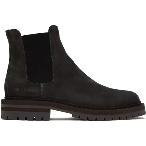 Schwarze Wildleder Chelsea Stiefel mit goldener Seitenverzierung , Herren, Größe: 40 EU - Common Projects - Modalova