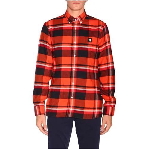 Checkered Cotton Button-Down Shirt , male, Sizes: XS - Tommy Hilfiger - Modalova