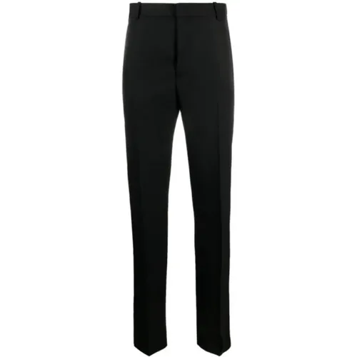 Satin Trimmed Wool Skinny Trousers , male, Sizes: XL, L - alexander mcqueen - Modalova