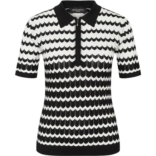 Knit Polo Strik White Cream/Black , female, Sizes: L, S, M, XS, XL - Bruuns Bazaar - Modalova