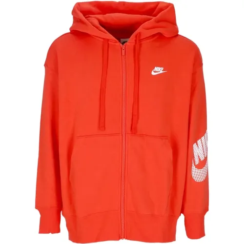 Sportswear Zip Hoodie Rot Fleece , Damen, Größe: M - Nike - Modalova