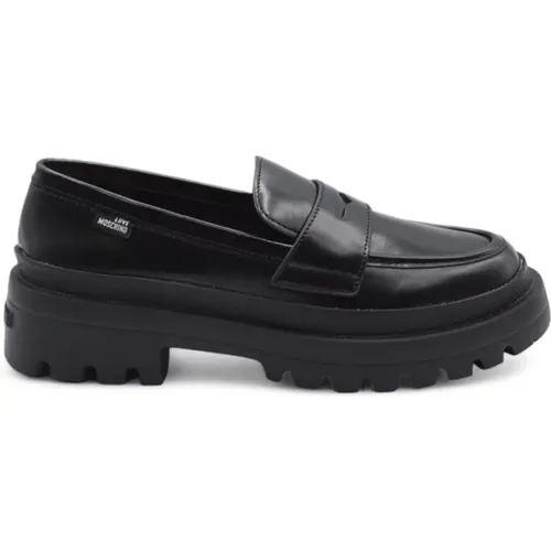 Schwarze Loafer Schuhe , Damen, Größe: 39 EU - Love Moschino - Modalova