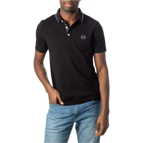 Schwarzes Baumwoll-Poloshirt , Herren, Größe: M - Armani Exchange - Modalova