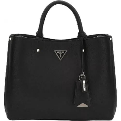 Neue Rechteckige Schwarze Handtasche mit Körnigem Effekt und Logo - Guess - Modalova