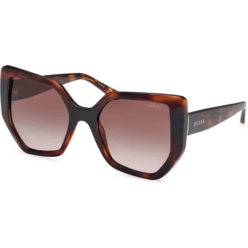 Geometric Sunglasses in Dark Havana Acetate , female, Sizes: 55 MM - Guess - Modalova