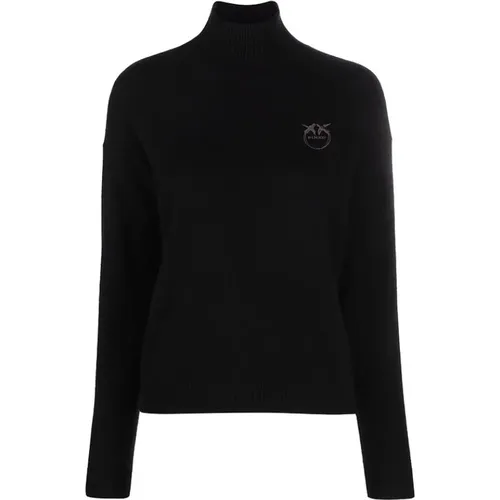 Logo-Embroidered Turtleneck , female, Sizes: XS - pinko - Modalova