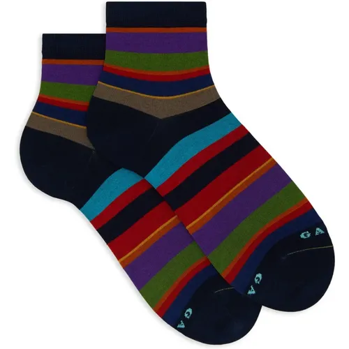 Italienische ultraleichte kurze Socken mit Streifenmuster , Damen, Größe: S - Gallo - Modalova