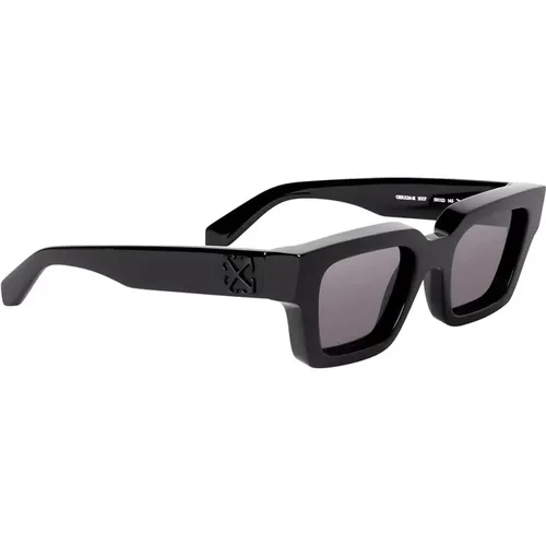 Virgil 11307 Logo Metal Sonnenbrille Schwarz , Herren, Größe: 53 MM - Off White - Modalova