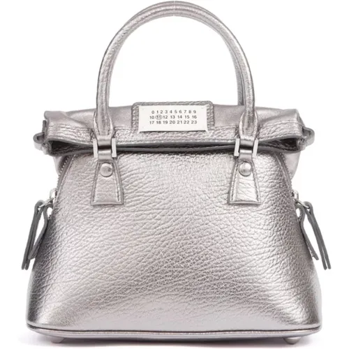 Grey Leather Handbag with Chain Strap , female, Sizes: ONE SIZE - Maison Margiela - Modalova