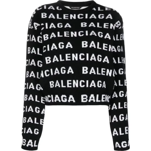 Wollmischung Pullover mit Intarsia-Stricklogo - Balenciaga - Modalova