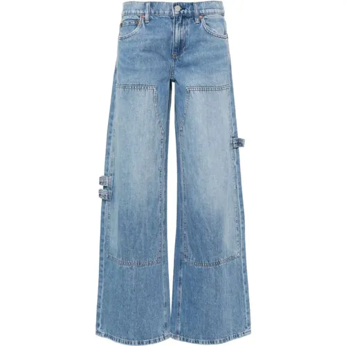 Washed Denim Wide Leg Jeans , female, Sizes: W27, W26 - alice + olivia - Modalova