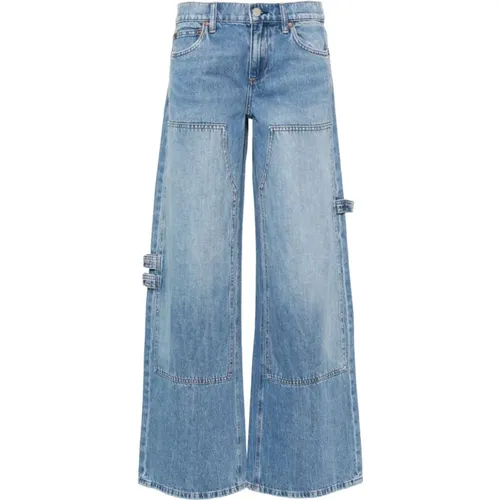 Washed Denim Wide Leg Jeans , female, Sizes: W28, W26 - alice + olivia - Modalova