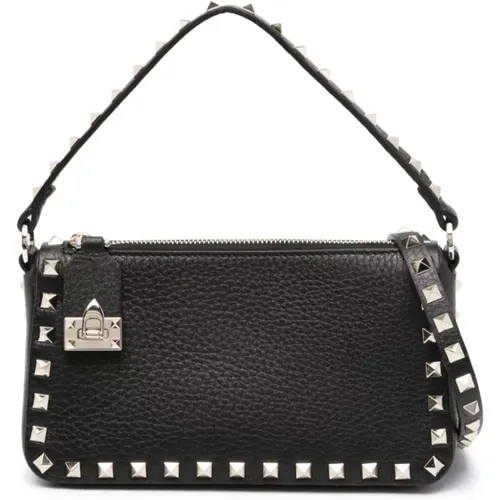 Leather Bag with Platinum-Finish Studs , female, Sizes: ONE SIZE - Valentino Garavani - Modalova