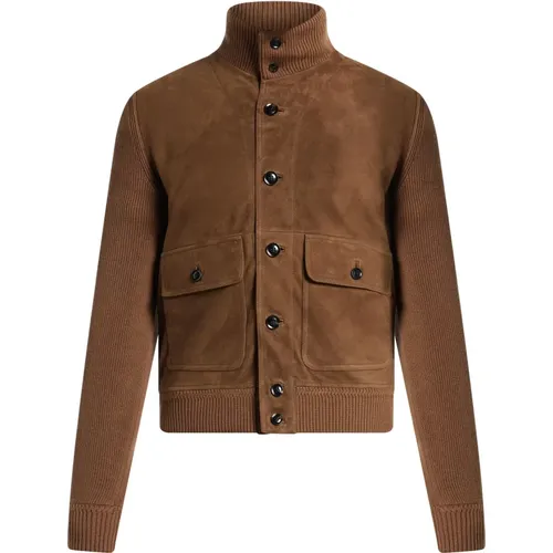 Suede and Wool Jacket with Buttons , male, Sizes: 3XL, L - Tom Ford - Modalova