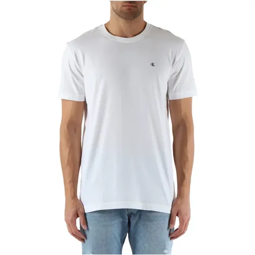 Baumwoll-T-Shirt mit Frontlogo-Patch - Calvin Klein Jeans - Modalova