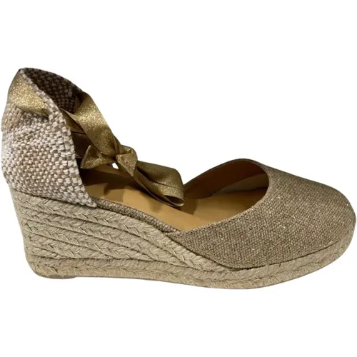 Carina 6 Keil Espadrilles Beige Glitzer , Damen, Größe: 39 EU - Castañer - Modalova