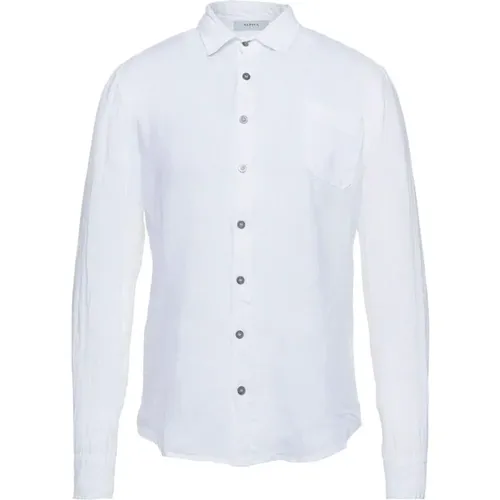 Linen Button-Up Shirt , male, Sizes: S, M - Alpha Studio - Modalova
