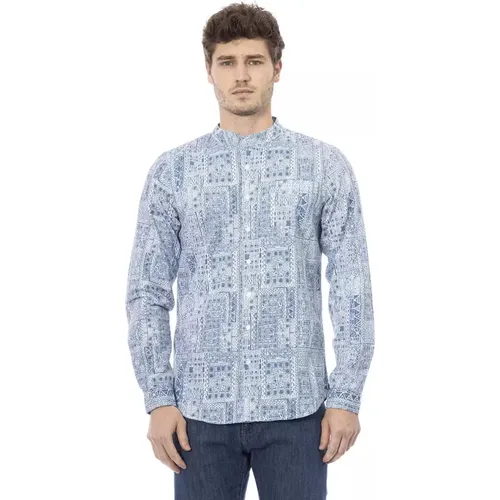 Trend Leichtes Blaues Baumwollhemd , Herren, Größe: 2XL - Baldinini - Modalova