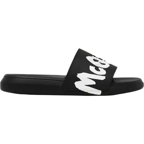 Schwarze Logo-Schlappen für Pool und Strand , Herren, Größe: 41 1/2 EU - alexander mcqueen - Modalova