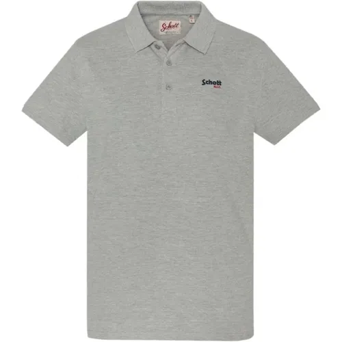 Gesticktes Logo Baumwoll-Poloshirt , Herren, Größe: XL - Schott NYC - Modalova