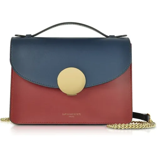 New Ondina Color Block Flap Top Leather Satchel Bag , female, Sizes: ONE SIZE - Le Parmentier - Modalova