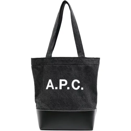 Denim Panelled Bag with Logo Print , female, Sizes: ONE SIZE - A.p.c. - Modalova