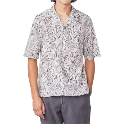 Short-sleeve microprint shirt , male, Sizes: M, L, XL - Officine Générale - Modalova