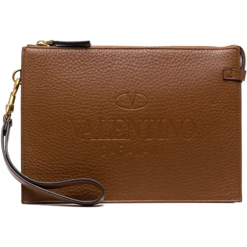 Identity Handle Flat Pouch Leather , male, Sizes: ONE SIZE - Valentino Garavani - Modalova