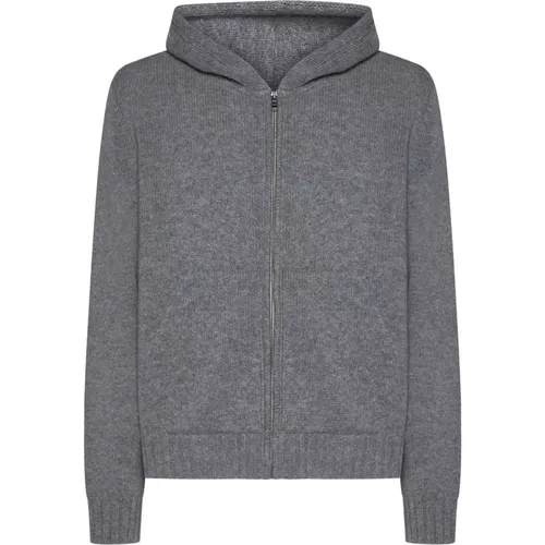 Gebogenes Logo Reißverschluss Strickhoodie , Herren, Größe: S - Palm Angels - Modalova