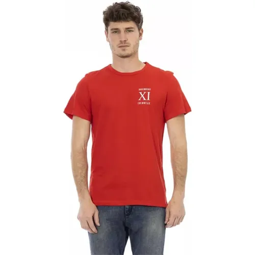 Rotes Frontprint T-Shirt , Herren, Größe: S - Bikkembergs - Modalova