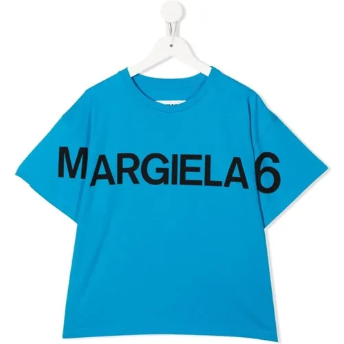 Blaues Logo-Print T-Shirt für Jungen - Maison Margiela - Modalova