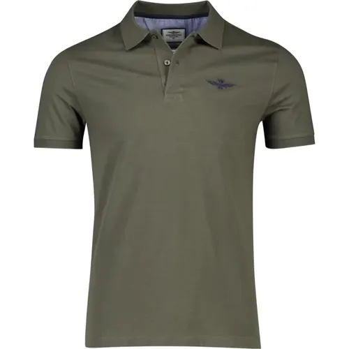 Grünes Poloshirt mit kurzen Ärmeln - aeronautica militare - Modalova