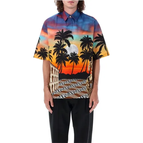 Tropical Sunset Summer Shirt , male, Sizes: M, S - Fendi - Modalova