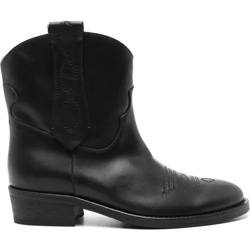 Western Style Leather Ankle Boots , female, Sizes: 7 UK, 3 UK, 4 UK, 6 UK - Via Roma 15 - Modalova