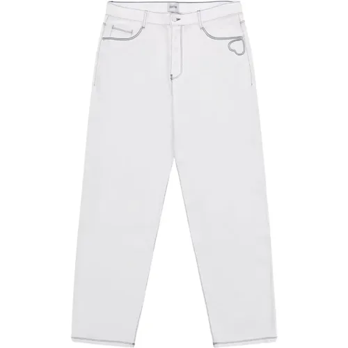 Herzdetail Weiße Straight Leg Jeans , Herren, Größe: W32 - Arte Antwerp - Modalova