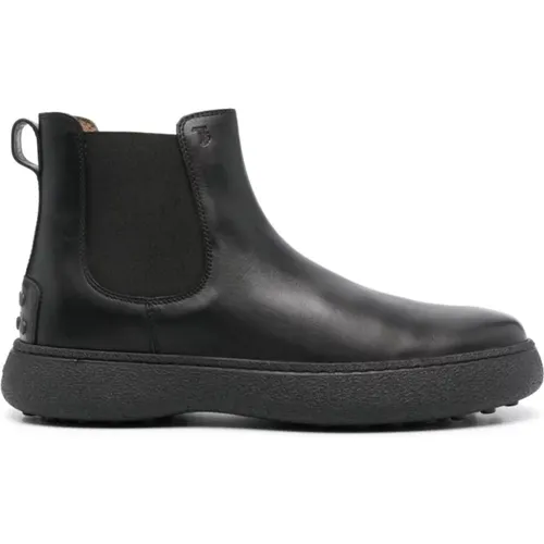 Schwarze Leder Chelsea Stiefel - TOD'S - Modalova