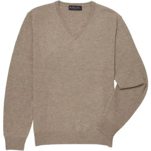 Wolle und Kaschmir-V-Ausschnitt-Pullover , Herren, Größe: 2XL - Brooks Brothers - Modalova