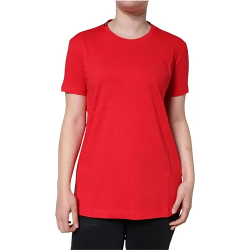 Rotes Baumwoll-Logo-T-Shirt für Frauen , Damen, Größe: L - Dolce & Gabbana - Modalova