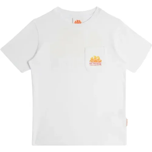 Weiße Kinder T-Shirt mit Maxi-Print - Sundek - Modalova