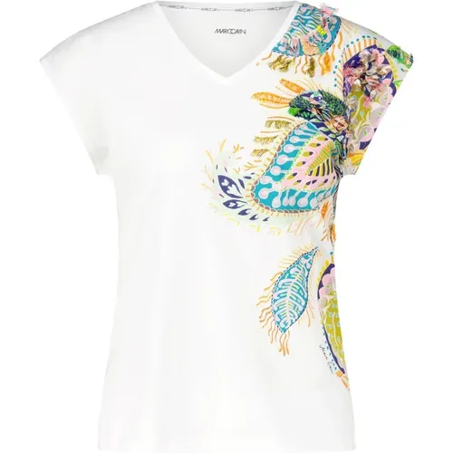 Short Sleeve Shirt with Colorful Appliques , female, Sizes: 3XL, XL, S, M, 2XL, XS, L - Marc Cain - Modalova