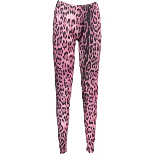 Rosa Leggings mit Print-Logo für Damen , Damen, Größe: XL - Cavalli Class - Modalova