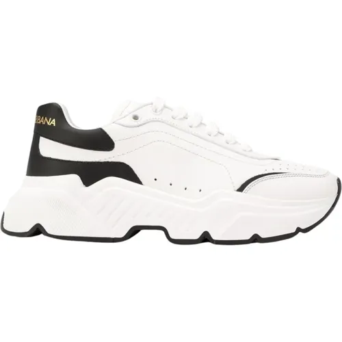 Weiße Low-Top-Sneaker mit Kontrastferse , Damen, Größe: 37 EU - Dolce & Gabbana - Modalova