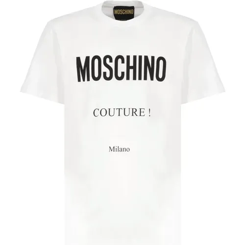 Weißes T-Shirt mit Logo-Print - Moschino - Modalova