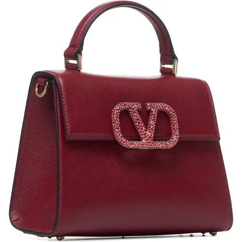 VLogo Signature Scarlet Leather Handbag , female, Sizes: ONE SIZE - Valentino Garavani - Modalova