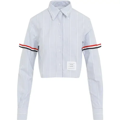 Navy Cropped Shirt , female, Sizes: XS, 2XS - Thom Browne - Modalova