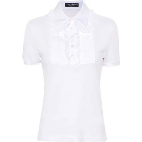 Lace Trim T-shirts and Polos , female, Sizes: S, M, 2XS, XS - Dolce & Gabbana - Modalova