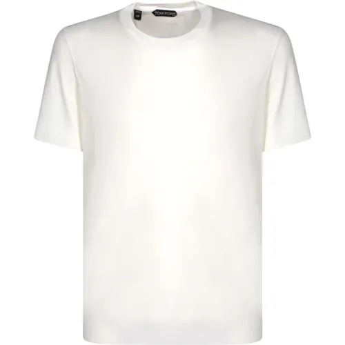 Weißes Baumwollmischung T-Shirt Rundhals , Herren, Größe: 2XL - Tom Ford - Modalova