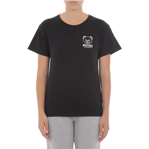 Schwarze T-Shirts und Polos , Damen, Größe: L - Moschino - Modalova